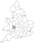 Map of England & Wales highlighting Woolhope Club location in Herefordshire